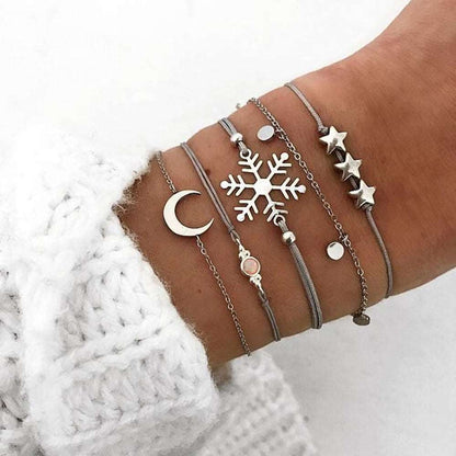 Bohemian Star Moon Snowflake Opal Bracelet Set | Fashion Hut Jewelry