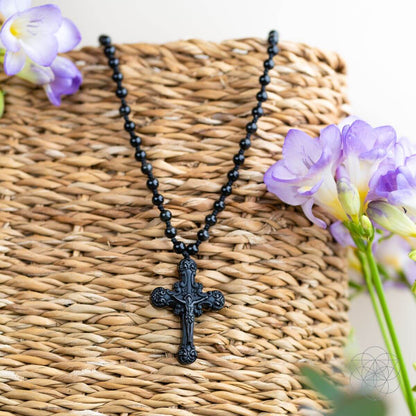 Cross Faith Protection Sacred Armor: Black Obsidian Cross of Faith & Protection Men's Necklac ...