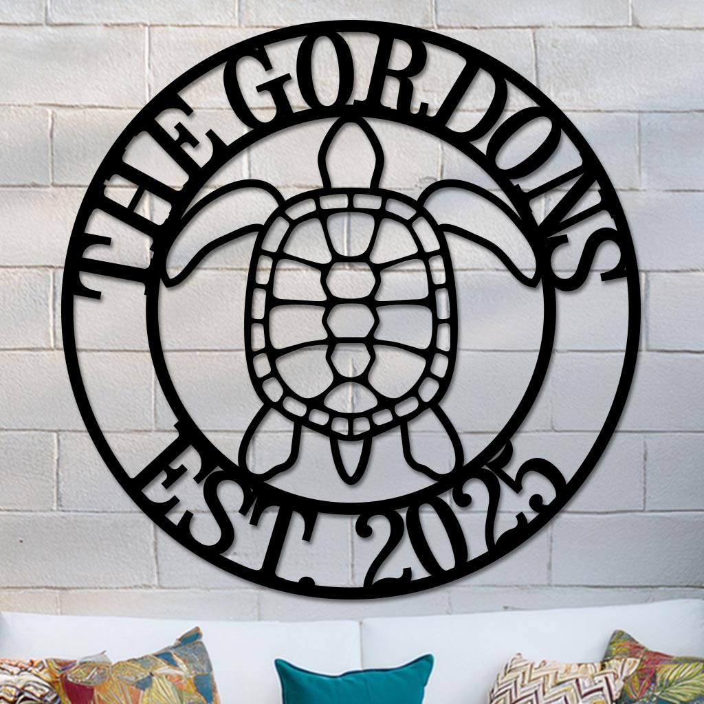 Sea Turtle Family Name Sign