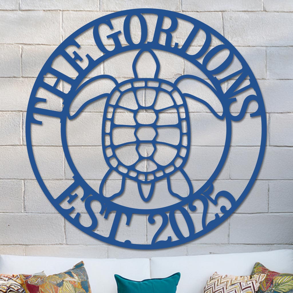 Sea Turtle Family Name Sign