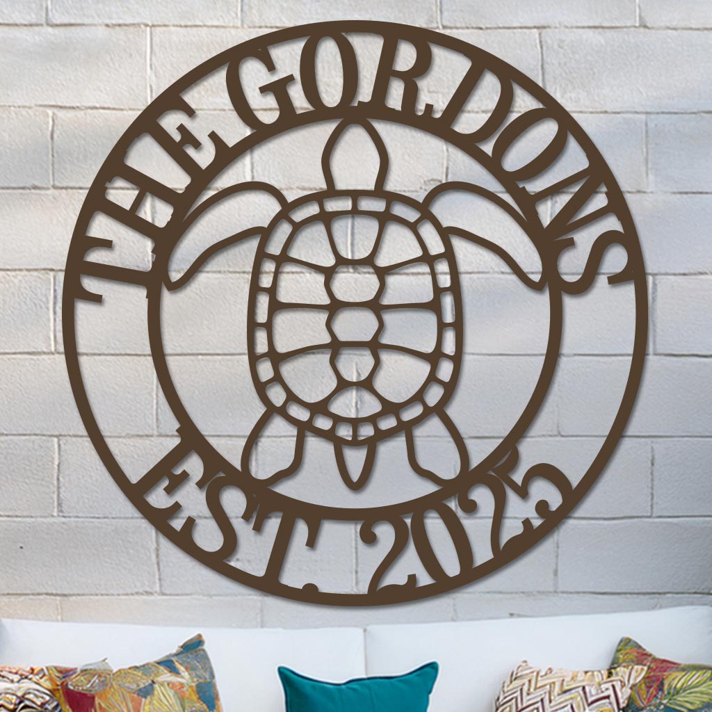 Sea Turtle Family Name Sign
