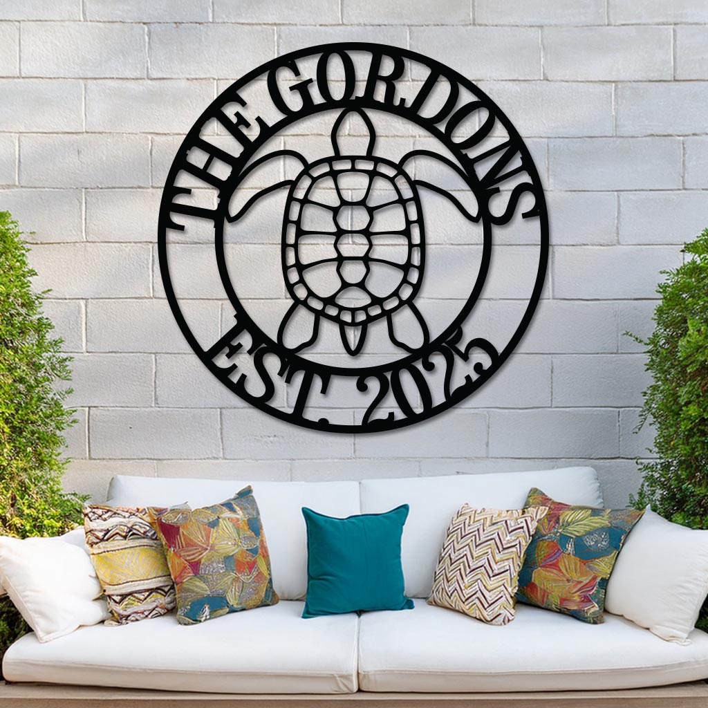 Sea Turtle Family Name Sign