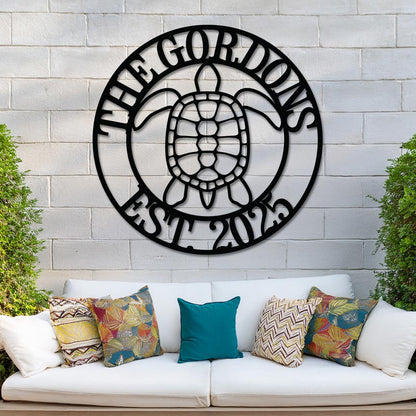 Sea Turtle Family Name Sign