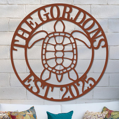 Sea Turtle Family Name Sign