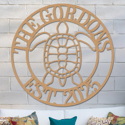 Sea Turtle Family Name Sign