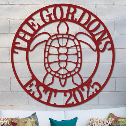 Sea Turtle Family Name Sign