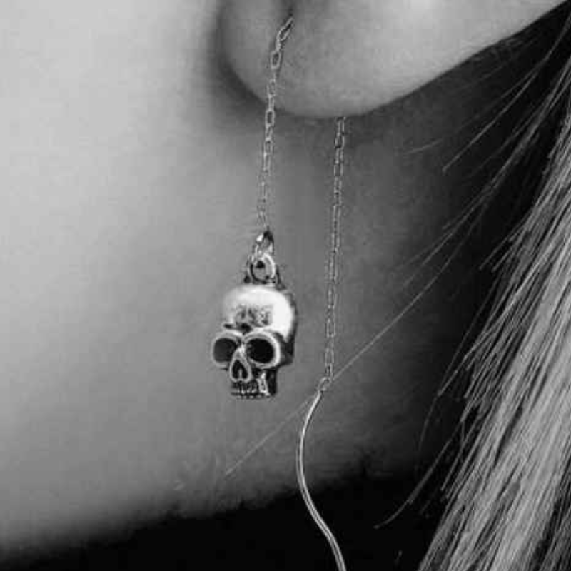 Funky Skull Threader Earrings