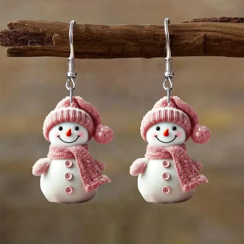 Cute Snowman Christmas Earrings