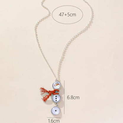 Cute Snowman Cable Chain Pendant Necklace