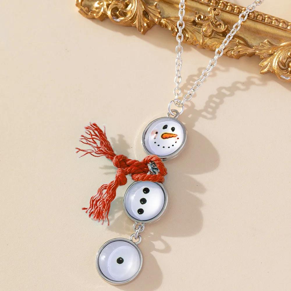 Cute Snowman Cable Chain Pendant Necklace