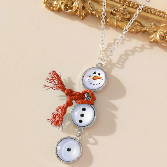 Cute Snowman Cable Chain Pendant Necklace