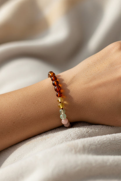 Raw Baltic Sea Amber + Stone Rainbow || Anklet • Bracelet