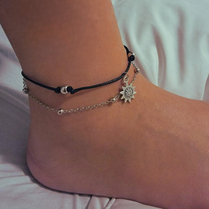 Vintage Boho Multi Layer Sun Anklet Ankle Bracelet