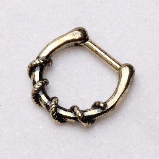 Rope Wrapped Antique Gold Plated Septum Clicker