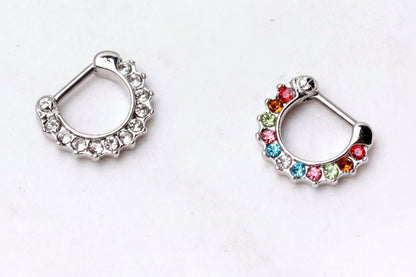 316L Surgical Steel CZ Gemmed Septum Clicker