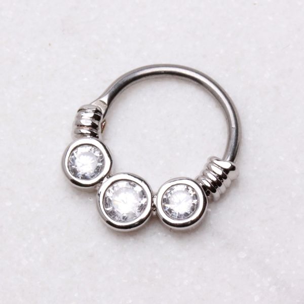 316L Surgical Steel Gemmed Trio Septum Clicker