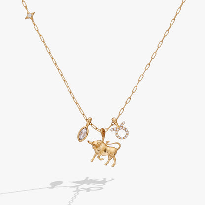 Taurus Zodiac Charm Cluster Necklace - ALEX AND ANI