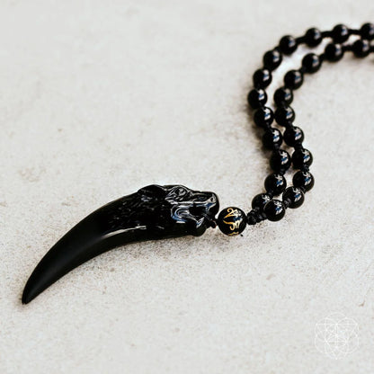 The Obsidian Wolf Pendant Men's Necklace