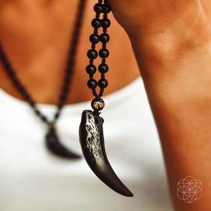 The Obsidian Wolf Pendant Men's Necklace
