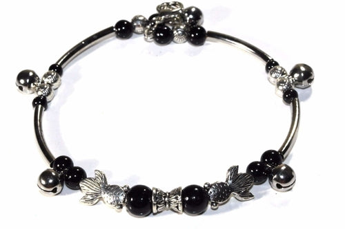 Turquoise Fish Charm Beaded Bracelet Adjustable Boho