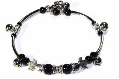 Turquoise Fish Charm Beaded Bracelet Adjustable Boho