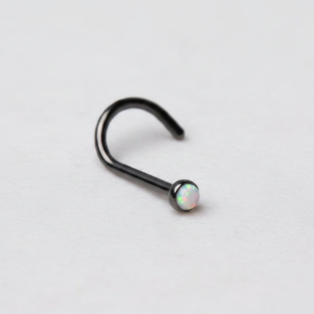 316L Surgical Steel Opalite Screw Nose Ring - multiple options are available