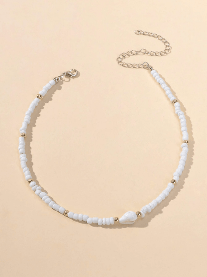 White Beaded Choker Necklace