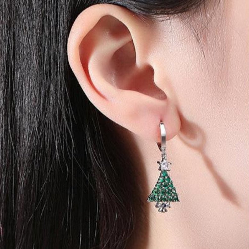 Christmas Tree Zircon Drop Earrings