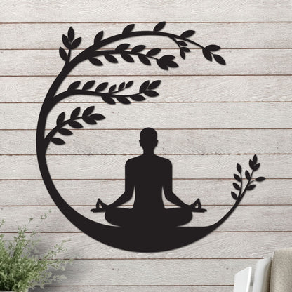 Yoga Beneath a Tree Sign