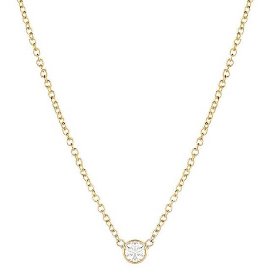 Solitaire Single CZ Diamond Necklace | Fashion Hut Jewelry