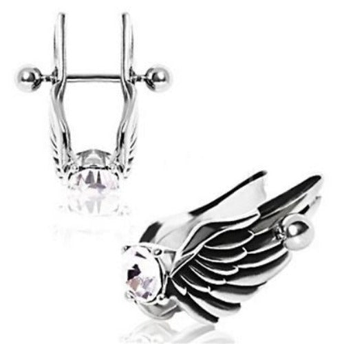 Angel Wings Cartilage Earring - Feathered Angel Wings w/ Gem Cartilage ...