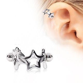 Surgical Steel Star Cartilage Cuff Cartilage Piercing - Fashion Hut Jewelry