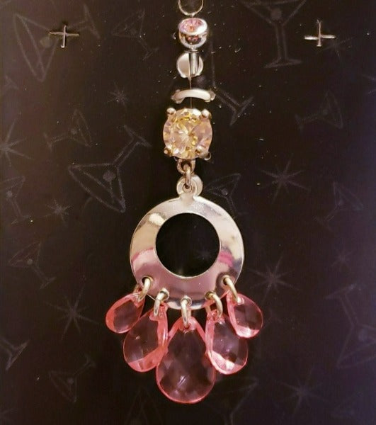Multi-Crystal Oval Navel Dangle - Fashion Hut Jewelry