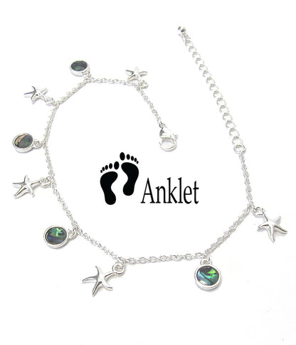 Abalone Charms Starfish Anklet Ankle Bracelet | Fashion Hut Jewelry