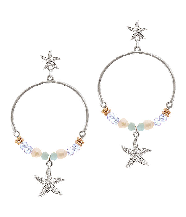 Starfish Glass Bead Hoop Earrings | Fashion Hut Jewelry