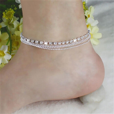 Multi Row Crystal Chain Anklet Ankle Bracelet | Fashion Hut Jewelry