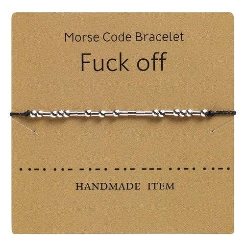 Morse Code Bracelet Silver Beads - F Off | Fashion Hut Jewelry