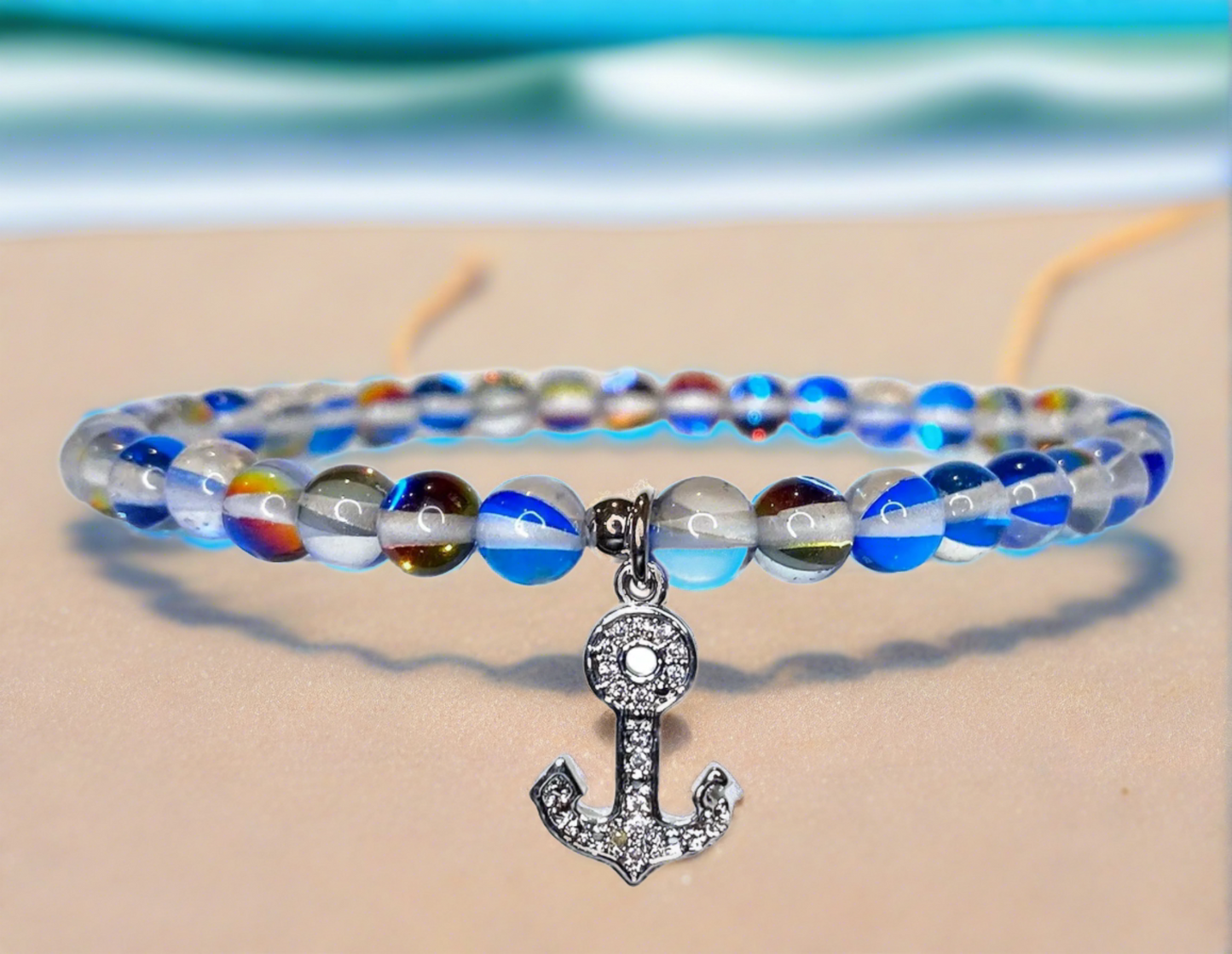 Marsha Glowing Blue Anchor Ankle Bracelet | Fashion Hut Jewelry