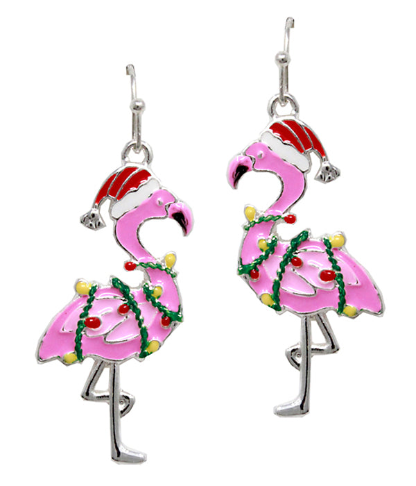 Christmas Flamingo Earrings - Tangled Lights | Fashion Hut Jewelry