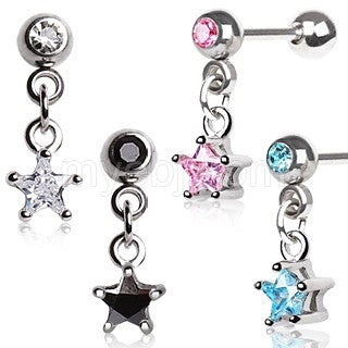 316L Surgical Steel Star Dangle Cartilage Earring | Fashion Hut Jewelry