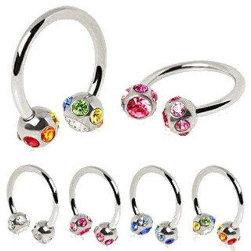 316L Surgical Steel Horseshoe with Multi Color Gem balls | Fashion Hut Jewelry