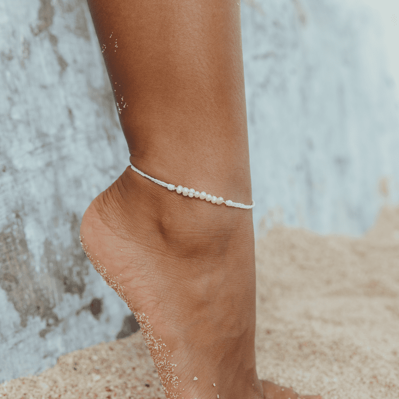 Lahaina Pearl Handmade Anklet - White | Fashion Hut Jewelry
