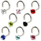 316L Surgical Steel Screw Nose Ring with Prong Set Gem | Fashion Hut Jewelry