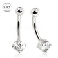 14Kt White Gold Navel Ring with Prong Set CZ | Fashion Hut Jewelry
