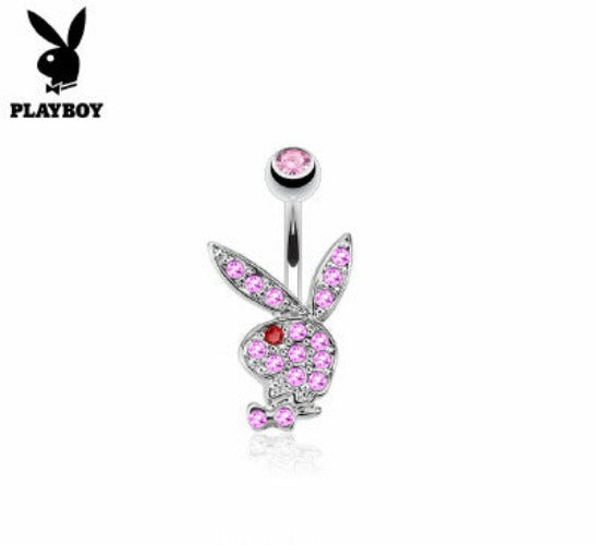 Playboy Bunny Belly Ring CZ Pink /Red Eye | Fashion Hut Jewelry