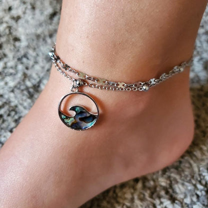 Abalone Wave Circle Anklet Ankle Bracelet | Fashion Hut Jewelry