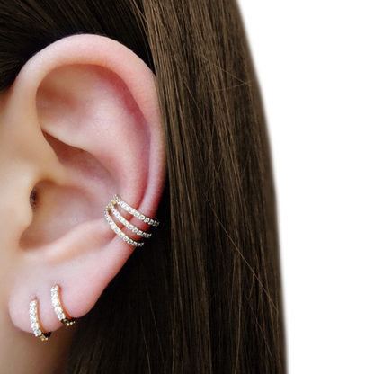 Three Rows CZ Diamond Ear Cuff | Fashion Hut Jewelry