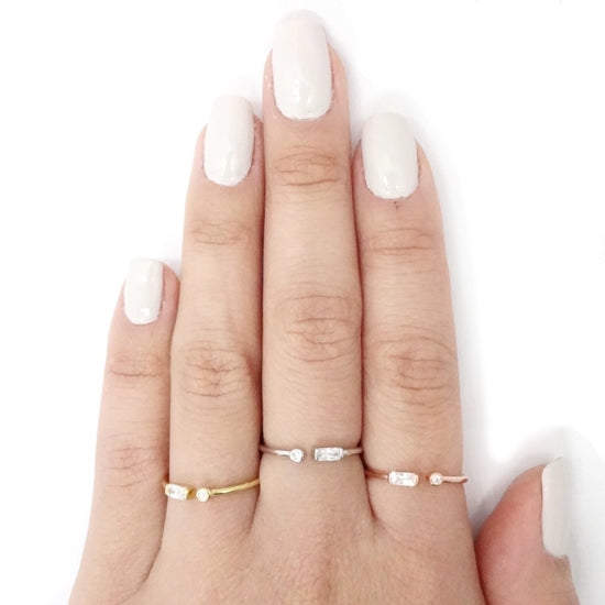 CZ Baguette Open Ring | Fashion Hut Jewelry