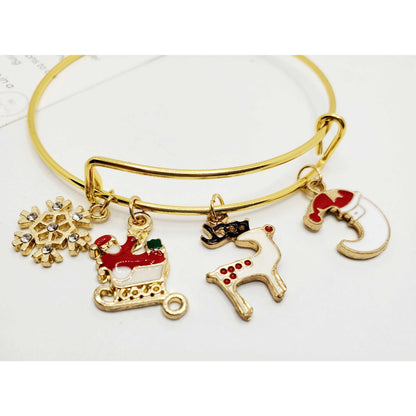Christmas Snowflake Charm Bracelet - Gold | Fashion Hut Jewelry