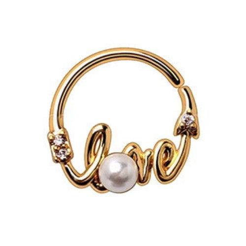 Gold Plated Jeweled "LOVE" Annealed Seamless Ring | Fashion Hut Jewelry
